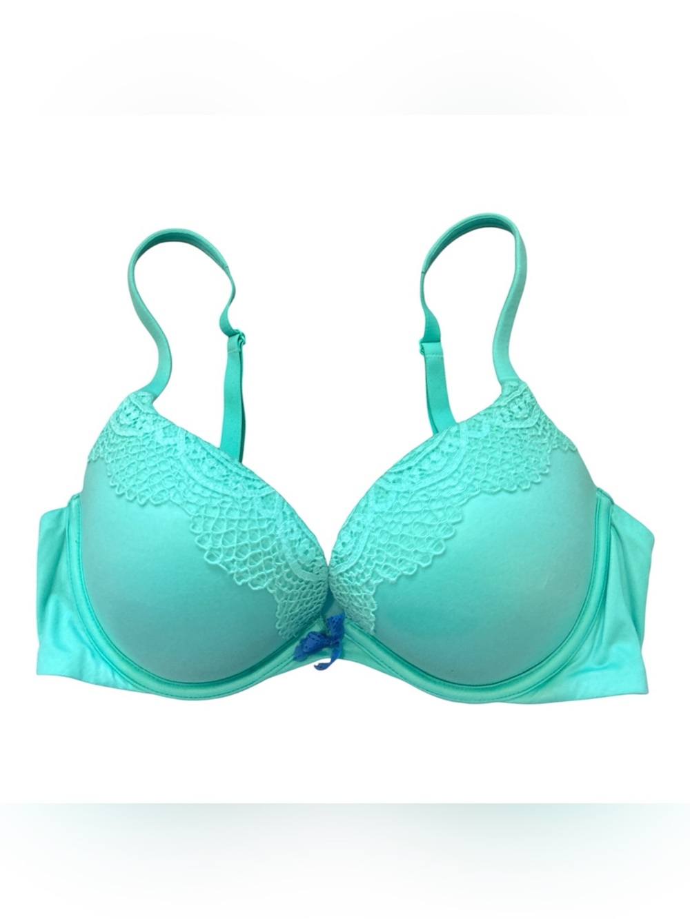 Victoria’s Secret Body by Victoria Push-Up Bra 36C Aqua Turquoise Lace Trim